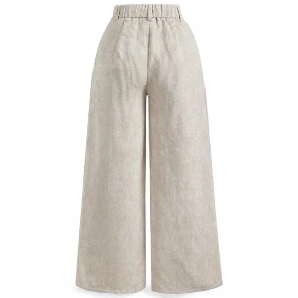 Women's Vintage mCorduroy Trousers Simple Wide Leg Trousers for in Khaki. Large - Picture 3 of 6